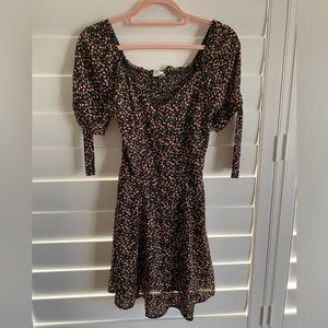 Small black floral mini dress